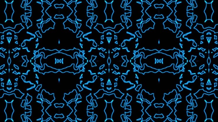 Abstract blue geometric seamless pattern background. Abstract Stripes Kaleidoscope Loop. Fast Psychedelic Colorful Kaleidoscope VJ background. Disco Abstract Motion Background. Kaleidoscope effect