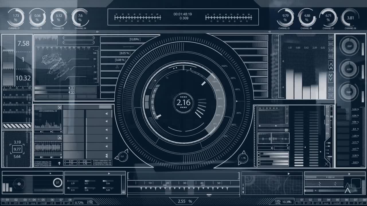Animation of data processing over cityscape