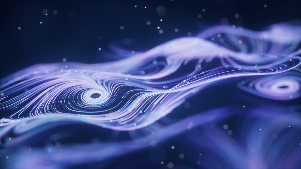 파동 입자 선과 회전 패턴, 3d 렌더링