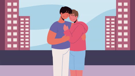 pareja de amantes gay en la ciudad