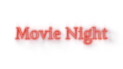 letrero de película de noche en neón rojo sobre fondo blanco