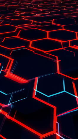 a computer generated image of a black and red background with a pattern of hexagons. the image has a futuristic and abstract feel to it vertical video