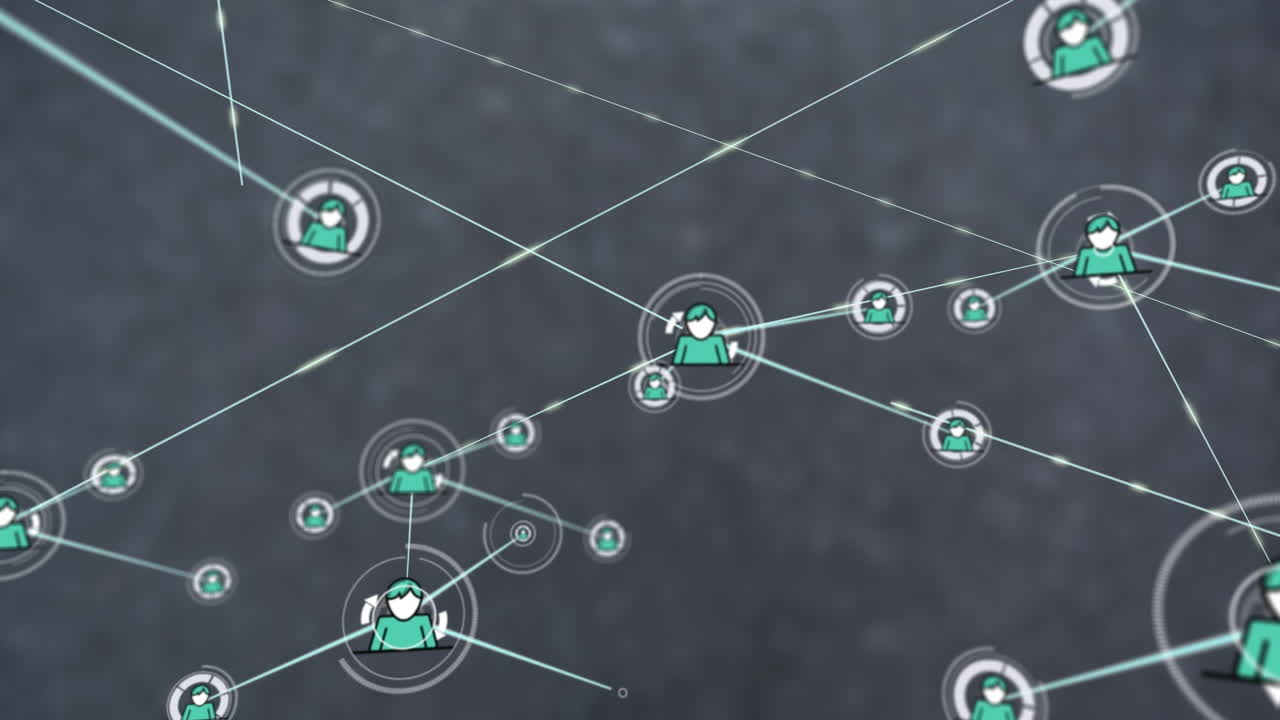 Animation of popping up and moving human icons representing global networking