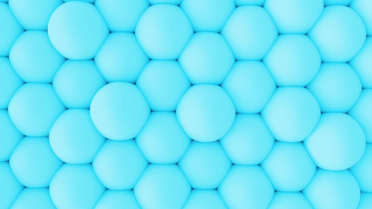 Abstract 3d shapes soft blue balls wall animation. 4K looping footage.