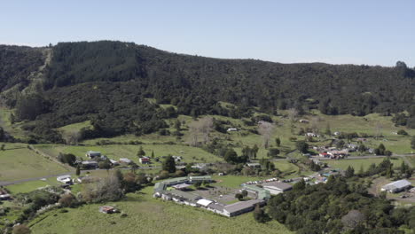 aerial drone shot of panguru, north island new zealand