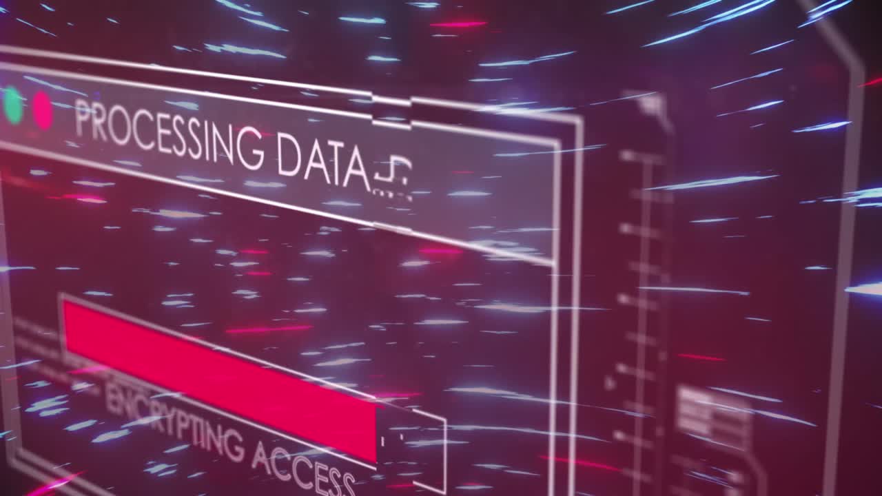 빛의 흔적과 함께 검은 바탕에 데이터 처리의 애니메이션