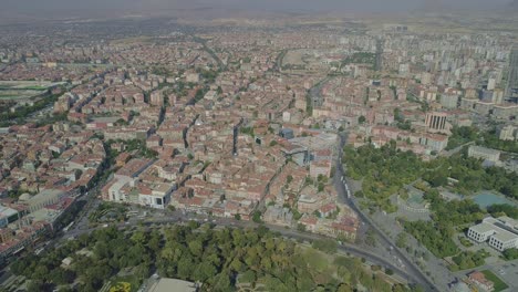 aerial view towards konya city from alaeddin hill