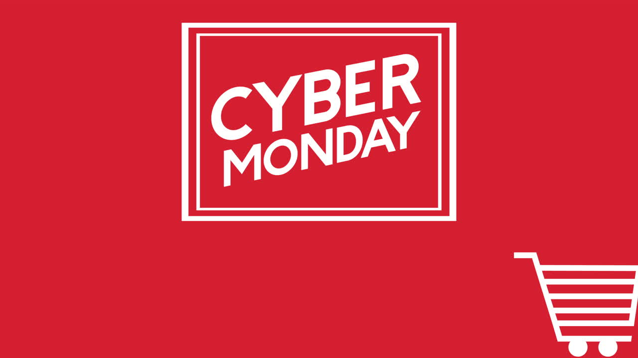 animación de ciber lunes con carrito de compras