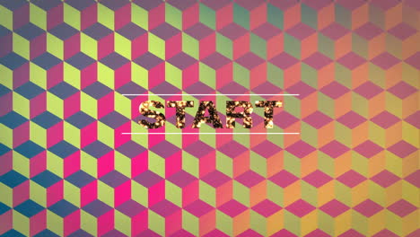 start text over colorful geometric pattern animation
