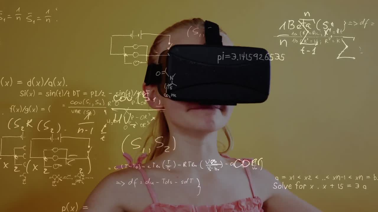 Girl using virtual reality headset