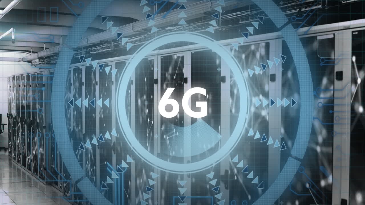 animación de texto y procesamiento de datos de 6g a través de servidores informáticos
