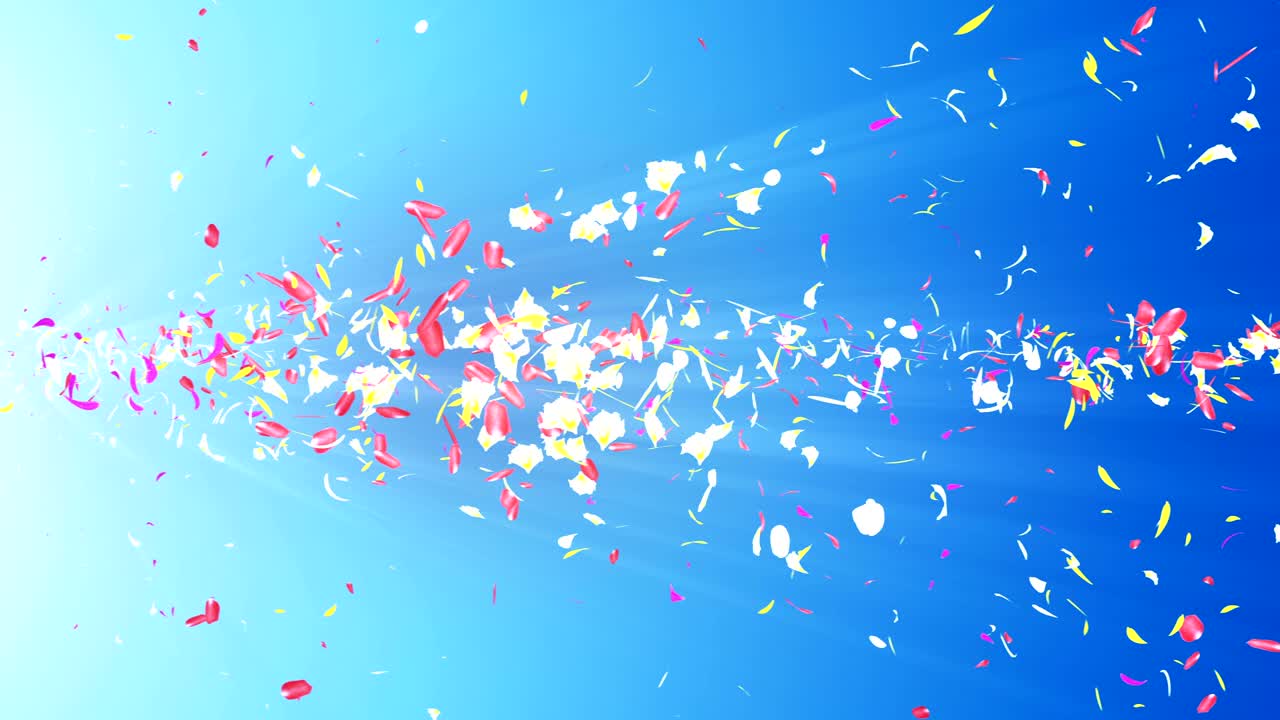 화려한 잎자루, 나선형 반이는 꽃잎, 꽃 모양, 예쁜 춤추는 꽃잎, 회전하는 꽃잎에서 소용돌이, 추상적인 루프 애니메이션.