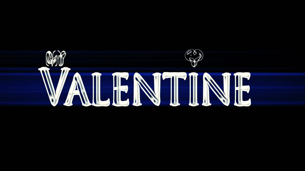 Design di visualizzazione dorato brillante "My Valentine" con moderno bagliore anamorfico