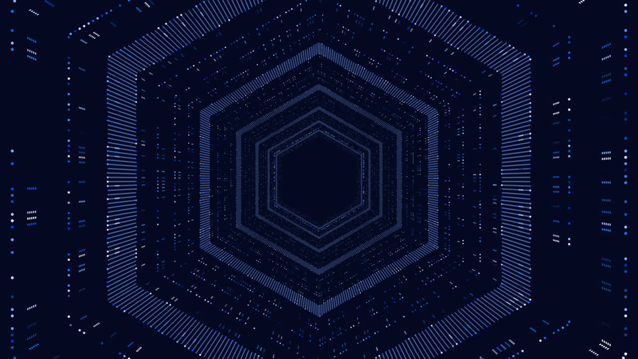 Futuristic and intricate blue hexagonal pattern with lines