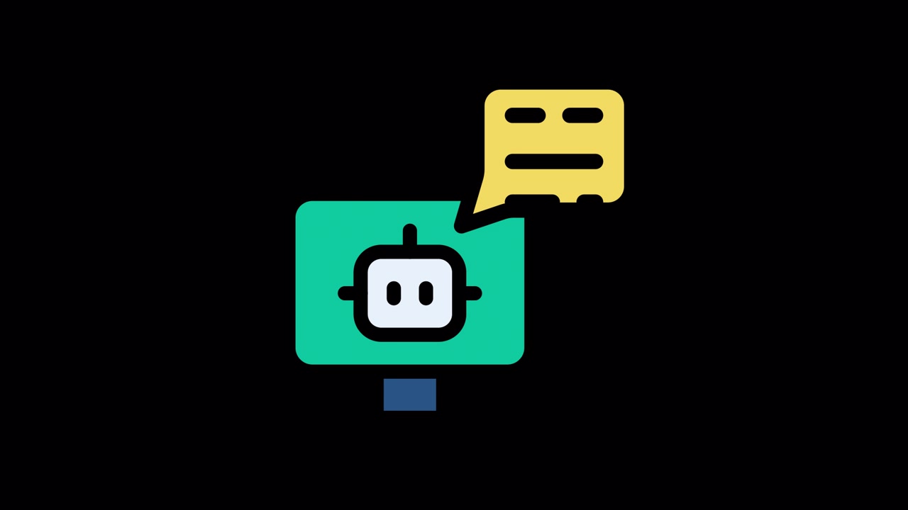Animated Chatbot Icon with Speech Bubble on Computer Screen