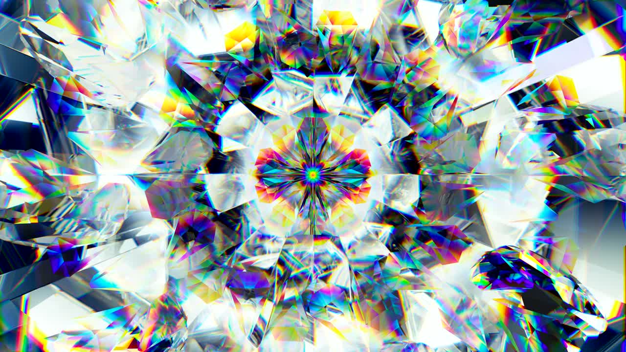 vidrio de diamante brillante o caleidoscopio que gira en bucle sin costuras.