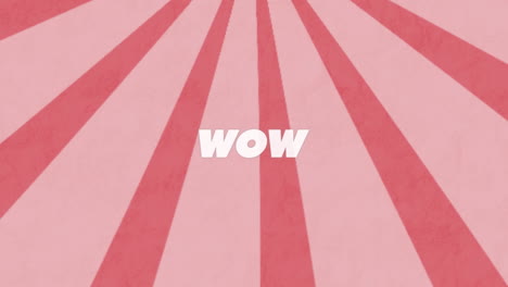 animación del texto wow en rayas giratorias rosadas