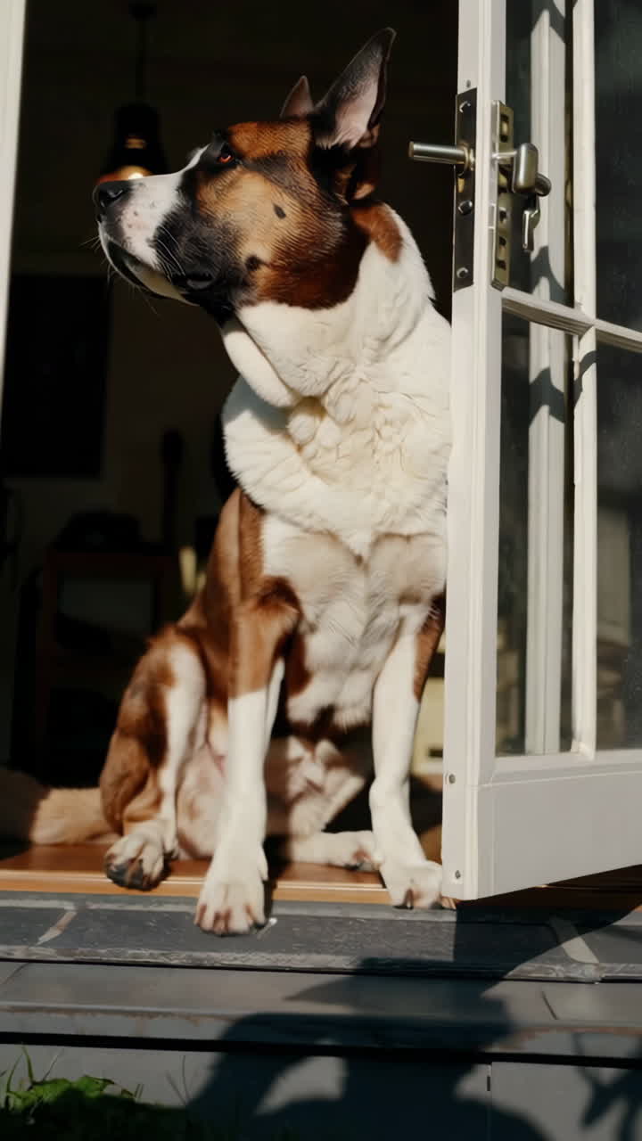 Dog Sitting at a Doorway
