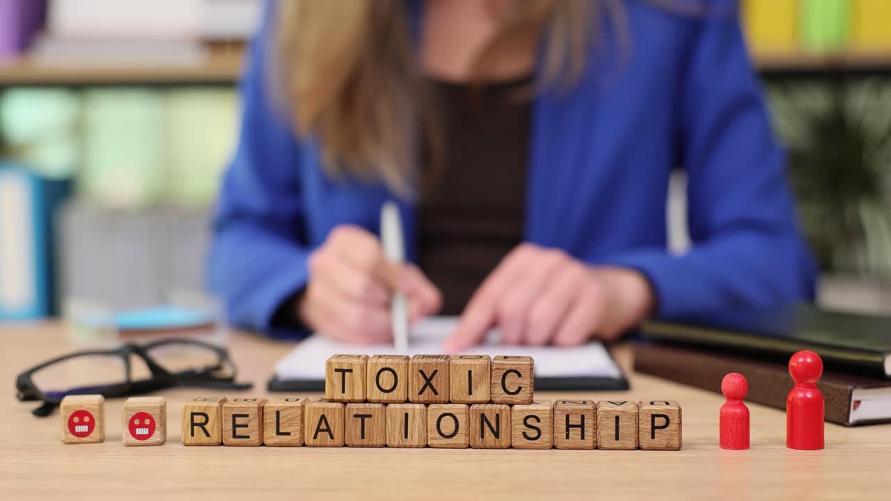 Toxic Relationship on Wooden Blocks
