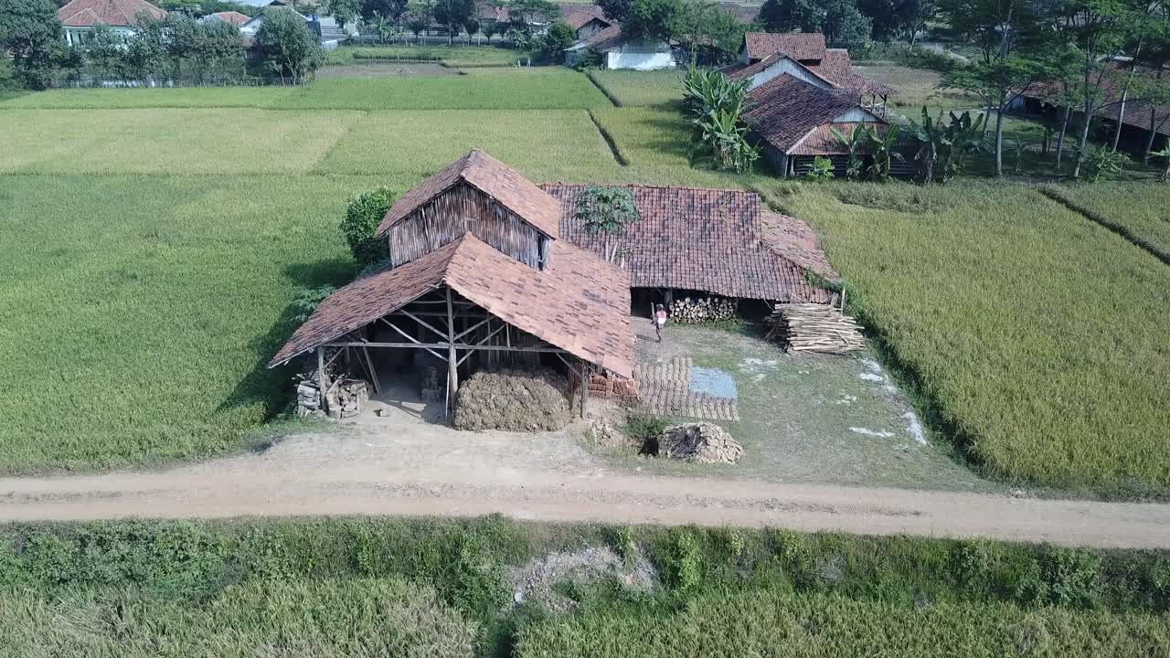 Lahan Pertanian Pedesaan Indonesia dan Bangunan