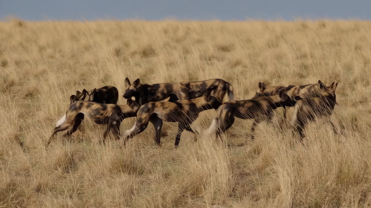 African Wild Dogs in the Savanna
