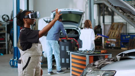 car engineer using virtual reality