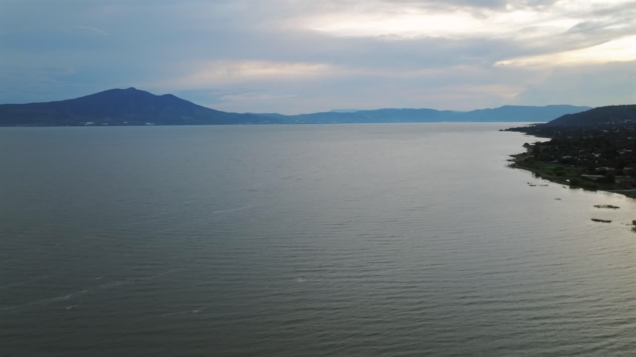 Aerial View of a Lake and Town in Mexico