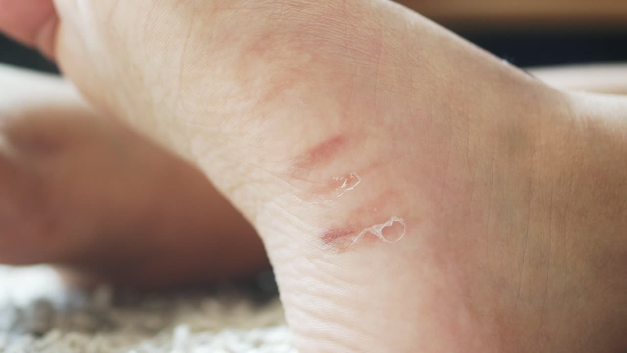 los talones secos y agrietados