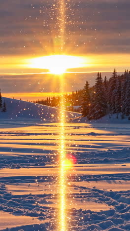 Snowy Winter Sunset Landscape