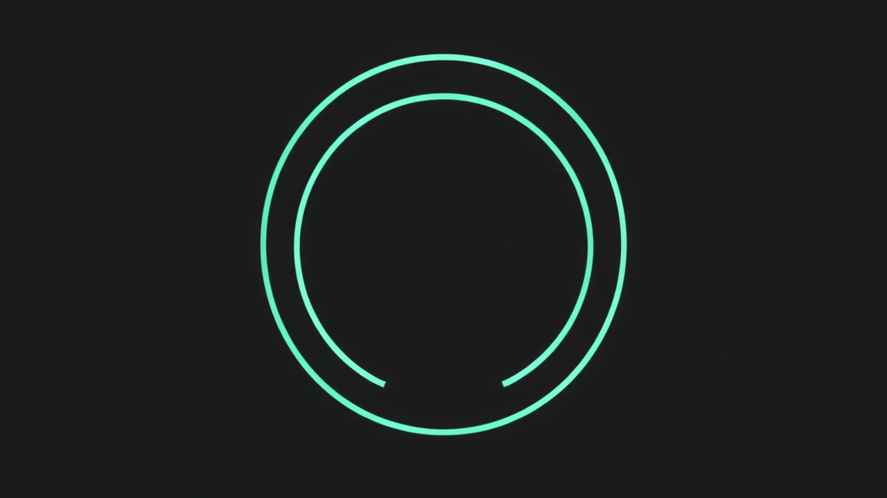 Abstract Animation of Concentric Glowing Cyan Circles on Dark Background