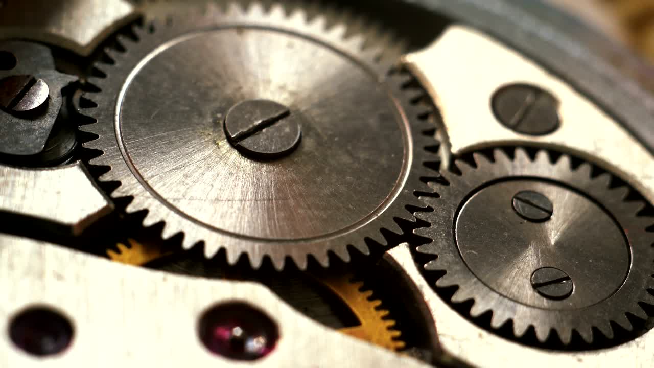 dos engranajes girar, cerrar