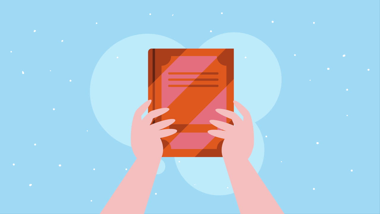 animazione di libri di testo che sollevano le mani