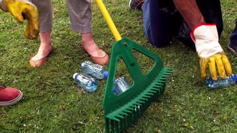 Volunteers-picking-up-garbage-in-park