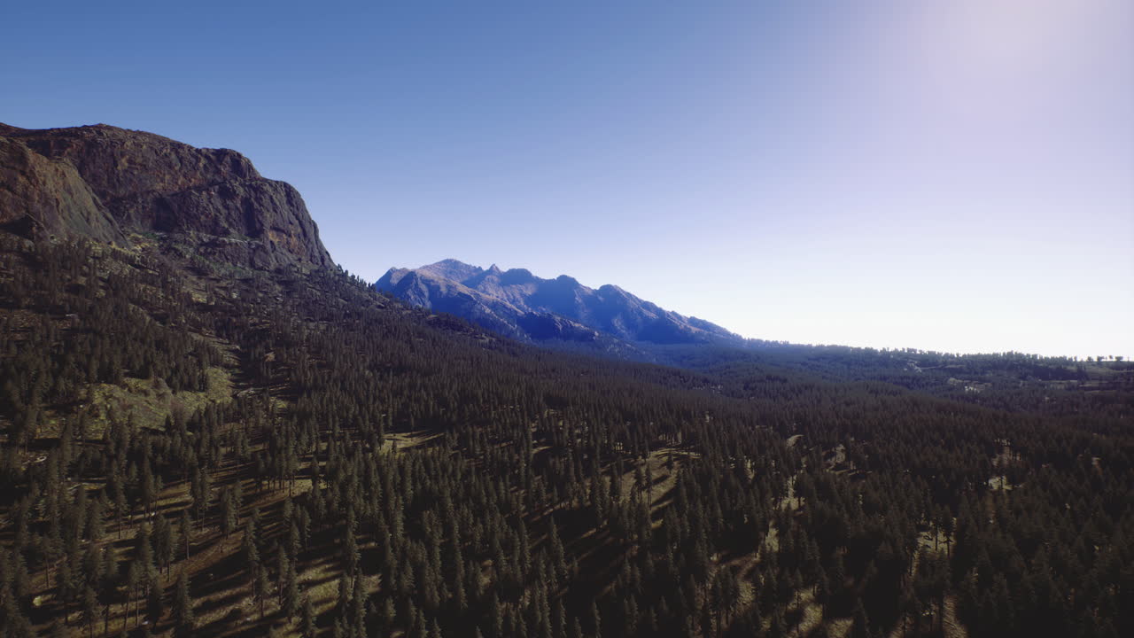 Breathtaking mountain landscape with clear skies and lush greenery in daylight