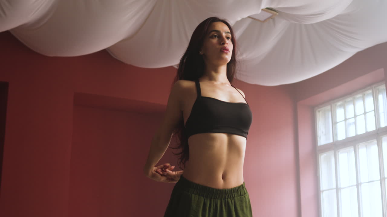 Young dancer stretching