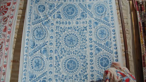 bukhara, uzbekistan bright national embroidery blue suzane 3 of 3 silk road trade