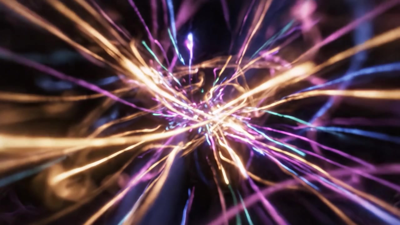 A Mesmerizing Display of Colorful Light Explosions Creating a Vibrant Energy Vortex Surrounded by Ethereal Smoke and Darkness