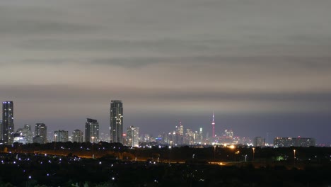 Time-lapse-of-traffic-in-Mississauga,-Toronto,-Canada,-wide-shot