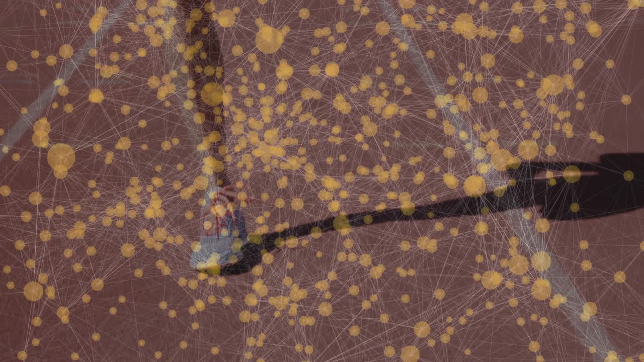 Runner stepping onto red track lane and jogging with relay baton then halting smiling for fitness