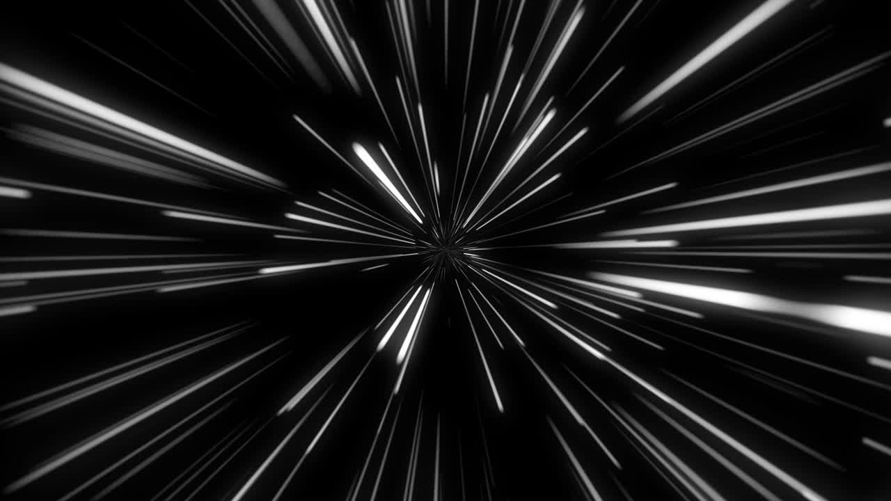 화이트 스타 트레일의 워프 또는 하이퍼스페이스 모션의 4k 추상 - 폭발 및 확장 운동 - 모션 그래픽 및 애니메이션 배경