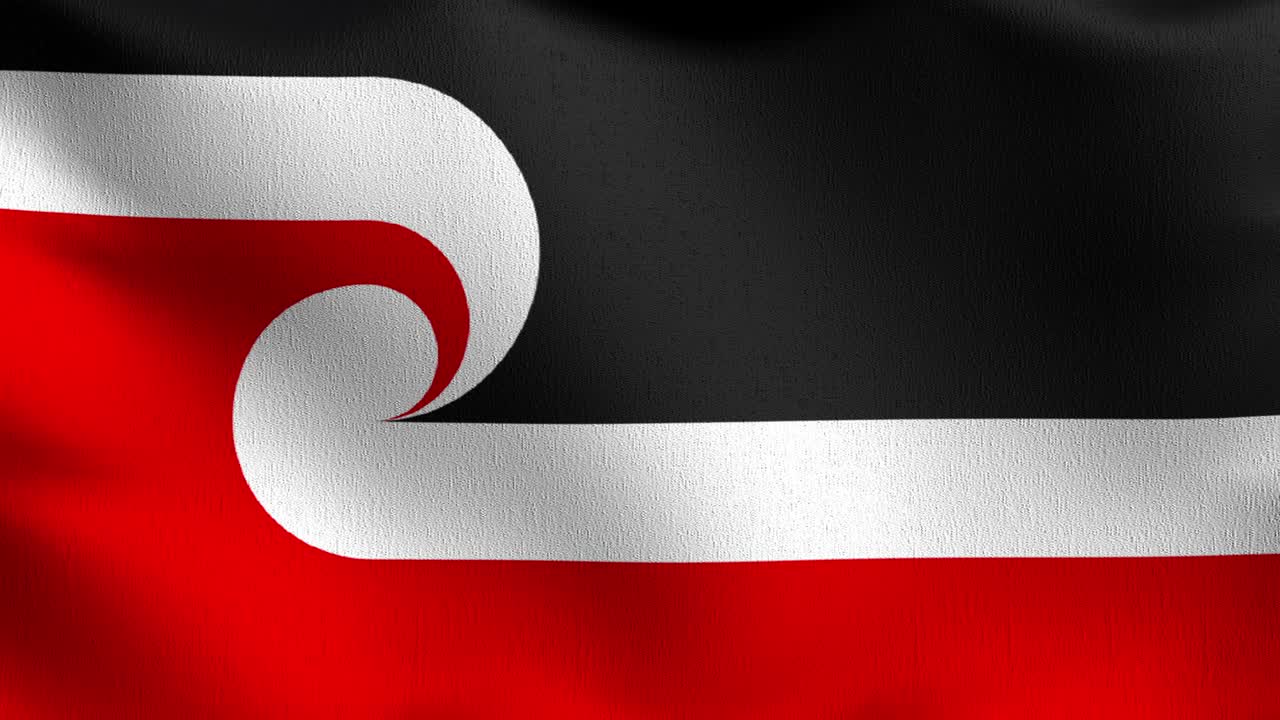 Seamless Loop 4K VDO. Flag of Waitangi Day, New Zealand National Day, Maori. 3D rendering illustration of waving sign symbol.