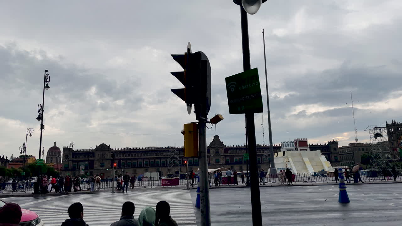 Timelapse of Zocalo and templo mayor in Mexico city