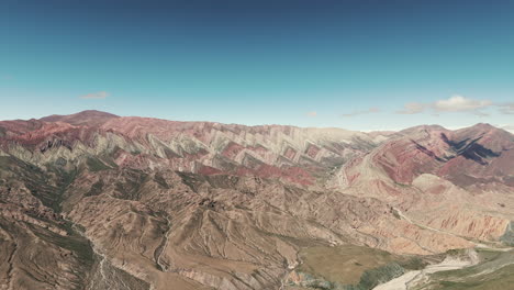 high aerial shot overhead the colourful rock formations at el hornocal