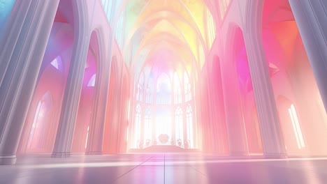 a colorful and ethereal church interior
