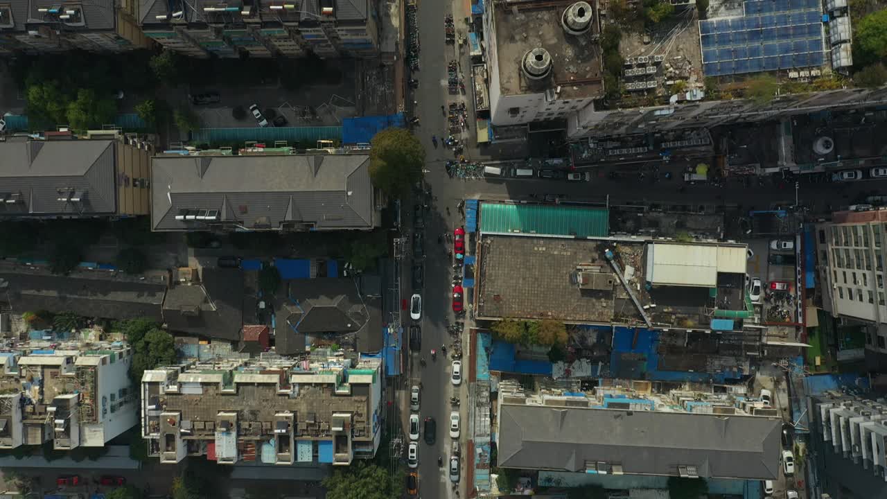 은 날 난징 시 교통 거리 공중 위 아래 파노라마 4k 중국