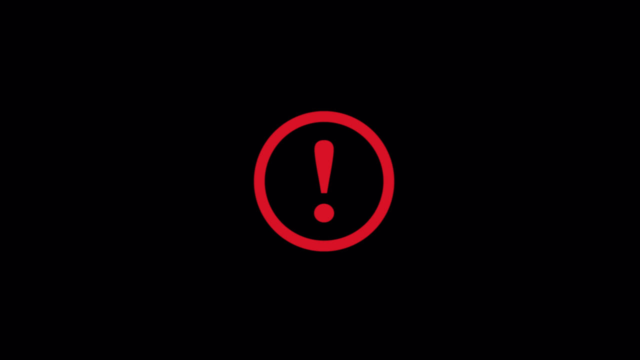 Pulsing Red Exclamation Mark Warning Symbol on Black Background
