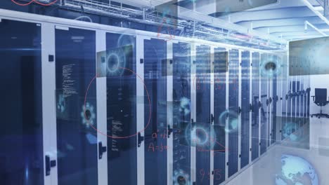 animation of data processing over server room