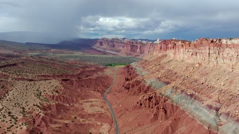 4K-Aerial-of-Capitol-Reef-National-Park-in-Utah,-USA