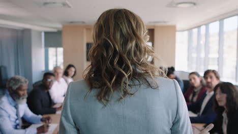 rear-view-business-woman-team-leader-discussing-project-with-colleagues-sharing-creative-ideas-in-office-meeting-planning-strategy-4k