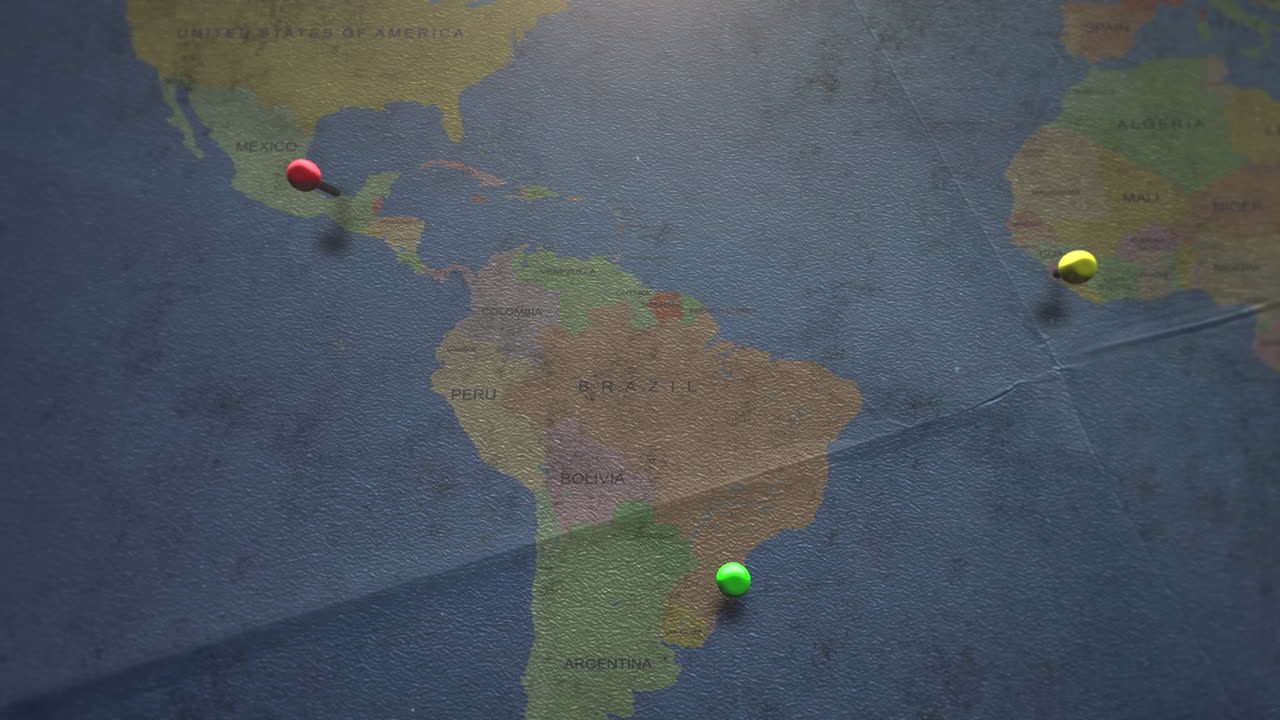 방문 지점이 있는 세계 지도